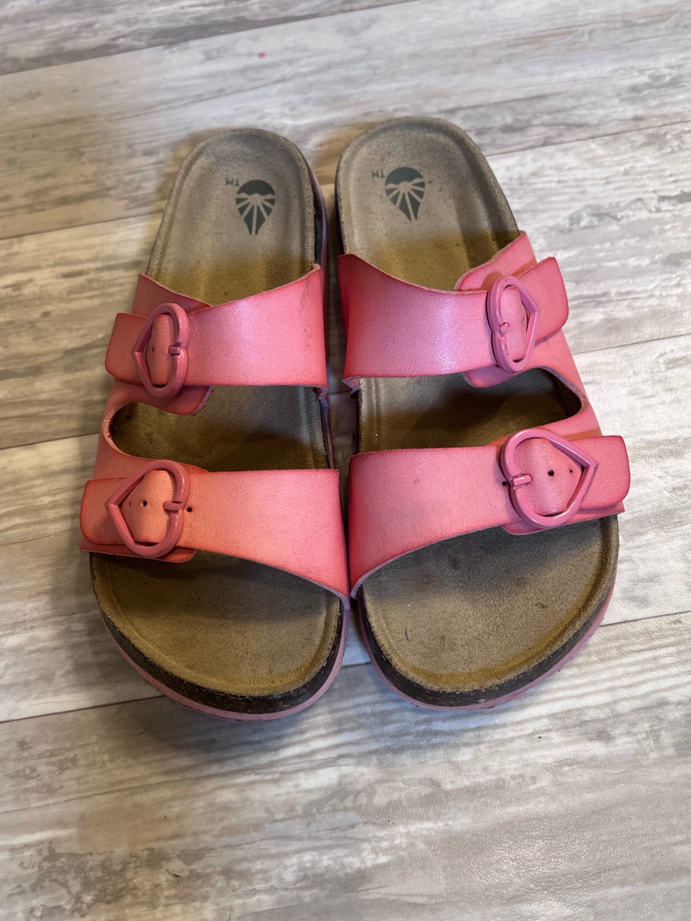Reef Girls Pink Double-Buckle Heart Sandals Size 2